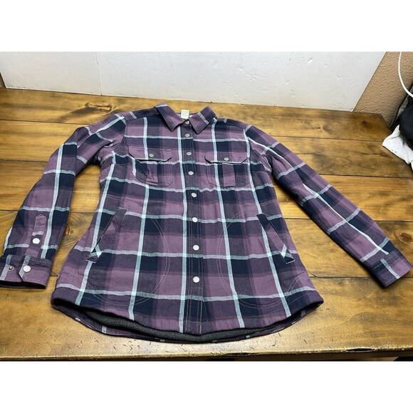 Duluth Trading Co Free Swingin Lined Purple Flannel Shacket Women's Size Medium - Picture 1 of 13